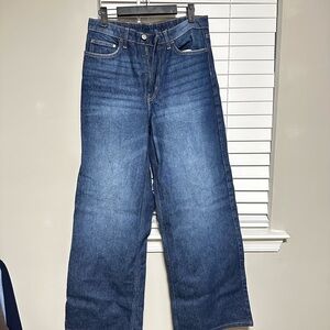 H&M Classic Ultra Wide-Leg Jeans in Dark Blue